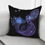 Dark Aquarius Zodiac Sign Print Pillow Cover