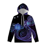 Dark Aquarius Zodiac Sign Print Pullover Hoodie
