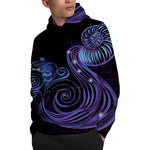 Dark Aquarius Zodiac Sign Print Pullover Hoodie
