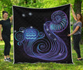 Dark Aquarius Zodiac Sign Print Quilt