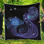 Dark Aquarius Zodiac Sign Print Quilt
