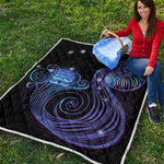 Dark Aquarius Zodiac Sign Print Quilt