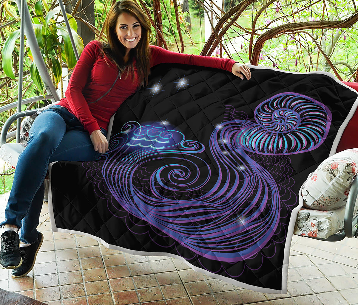 Dark Aquarius Zodiac Sign Print Quilt
