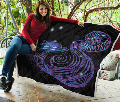 Dark Aquarius Zodiac Sign Print Quilt