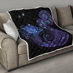 Dark Aquarius Zodiac Sign Print Quilt