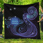 Dark Aquarius Zodiac Sign Print Quilt