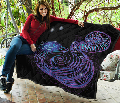 Dark Aquarius Zodiac Sign Print Quilt