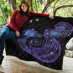 Dark Aquarius Zodiac Sign Print Quilt