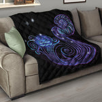 Dark Aquarius Zodiac Sign Print Quilt