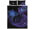 Dark Aquarius Zodiac Sign Print Quilt Bed Set