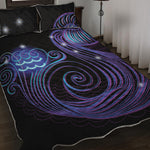 Dark Aquarius Zodiac Sign Print Quilt Bed Set