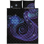 Dark Aquarius Zodiac Sign Print Quilt Bed Set