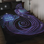 Dark Aquarius Zodiac Sign Print Quilt Bed Set