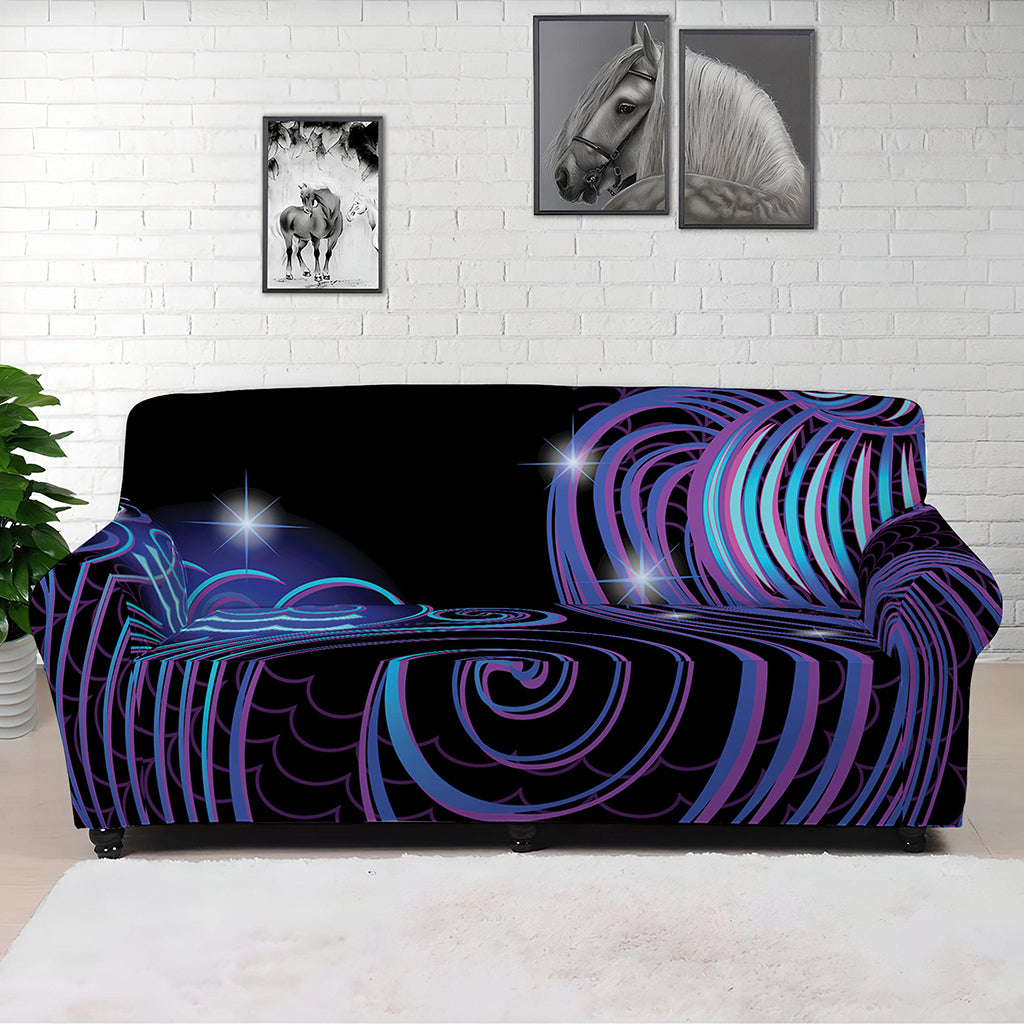Dark Aquarius Zodiac Sign Print Sofa Cover