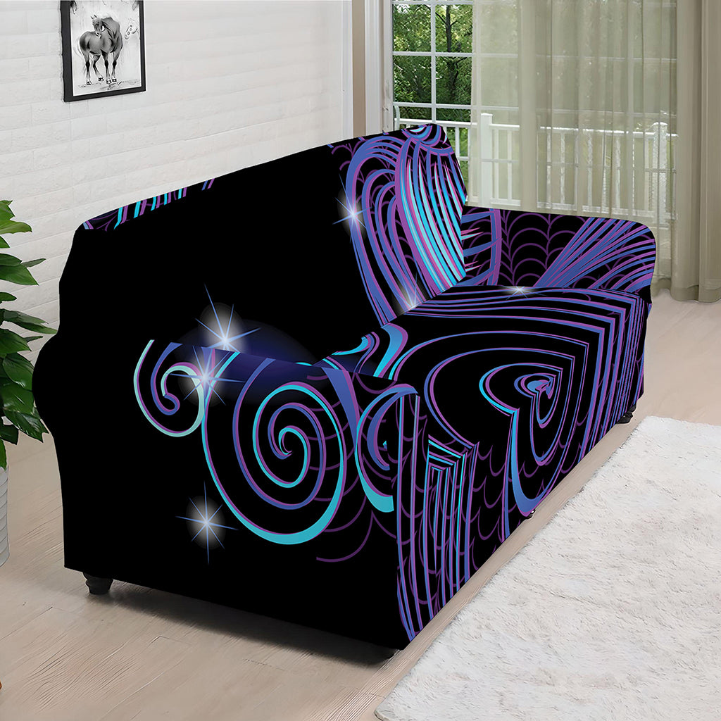Dark Aquarius Zodiac Sign Print Sofa Cover