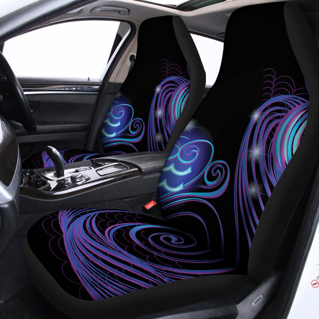 Dark Aquarius Zodiac Sign Print Universal Fit Car Seat Covers