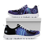 Dark Aquarius Zodiac Sign Print White Sneakers