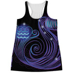 Dark Aquarius Zodiac Sign Print Women's Racerback Tank Top