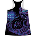 Dark Aquarius Zodiac Sign Print Women's Racerback Tank Top