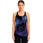 Dark Aquarius Zodiac Sign Print Women's Racerback Tank Top