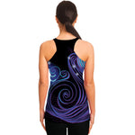 Dark Aquarius Zodiac Sign Print Women's Racerback Tank Top