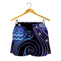 Dark Aquarius Zodiac Sign Print Women's Shorts
