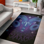 Dark Aries Zodiac Sign Print Area Rug