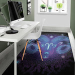 Dark Aries Zodiac Sign Print Area Rug