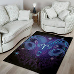 Dark Aries Zodiac Sign Print Area Rug