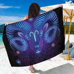 Dark Aries Zodiac Sign Print Beach Sarong Wrap