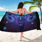 Dark Aries Zodiac Sign Print Beach Sarong Wrap