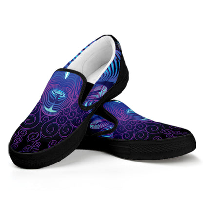 Dark Aries Zodiac Sign Print Black Slip On Shoes
