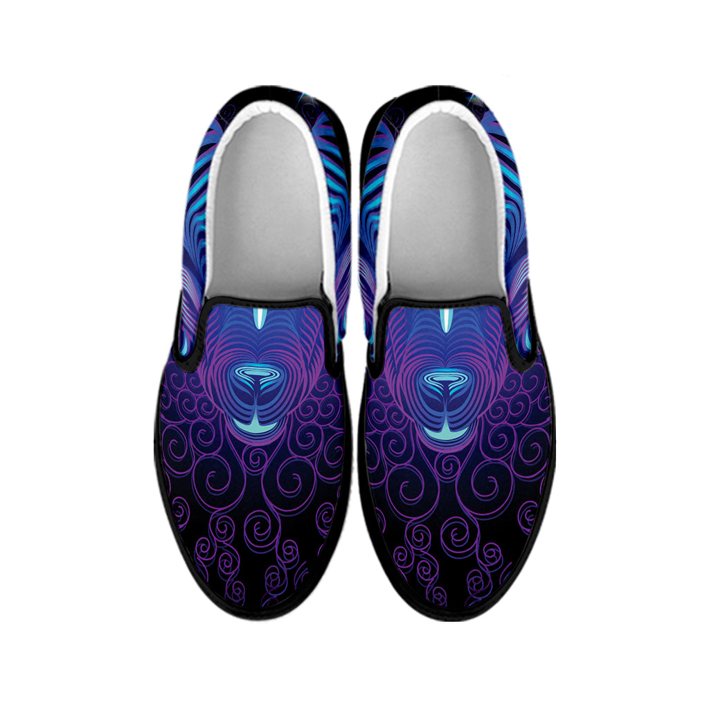 Dark Aries Zodiac Sign Print Black Slip On Shoes