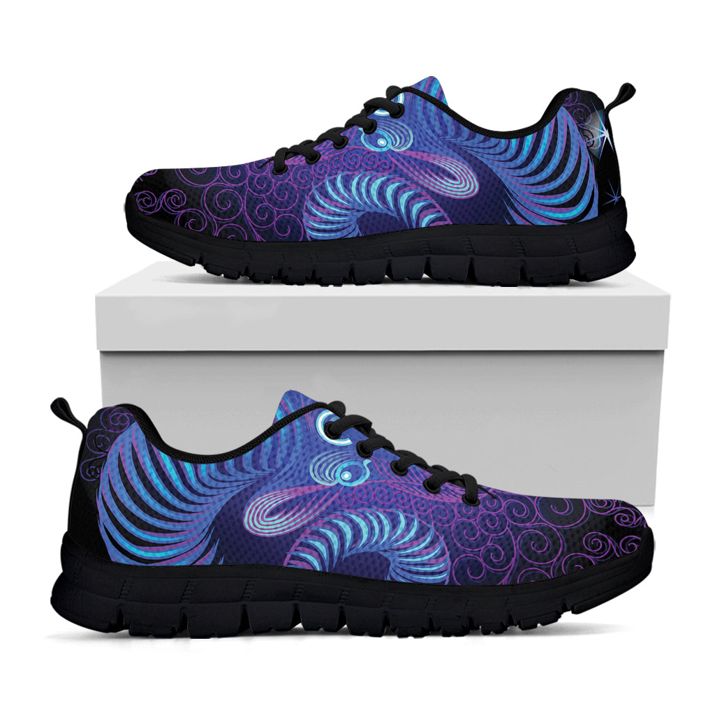 Dark Aries Zodiac Sign Print Black Sneakers