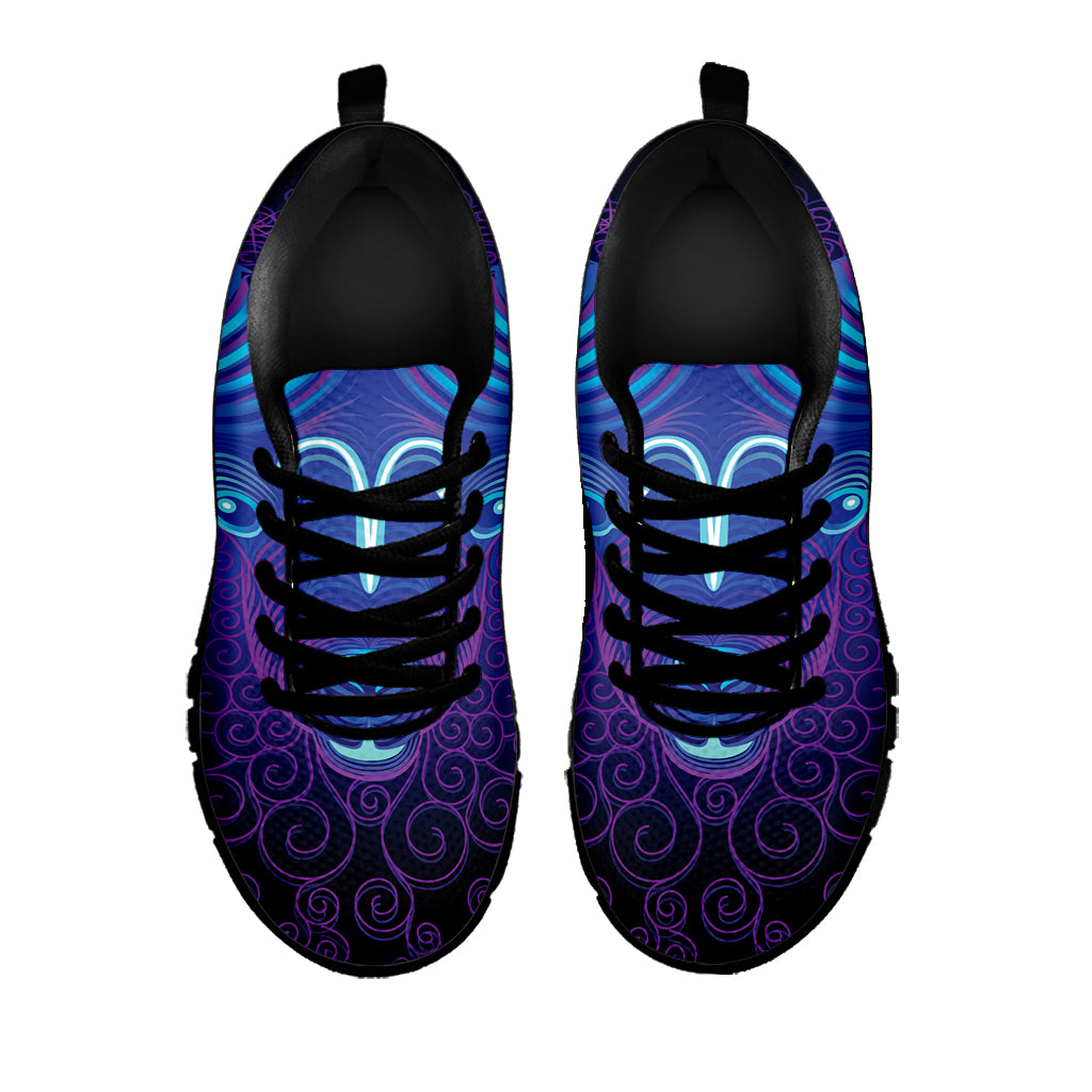 Dark Aries Zodiac Sign Print Black Sneakers