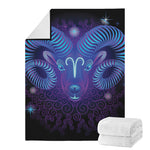 Dark Aries Zodiac Sign Print Blanket