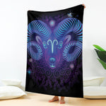 Dark Aries Zodiac Sign Print Blanket