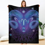 Dark Aries Zodiac Sign Print Blanket