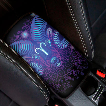 Dark Aries Zodiac Sign Print Car Center Console Cover