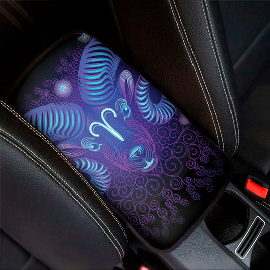 Dark Aries Zodiac Sign Print Car Center Console Cover