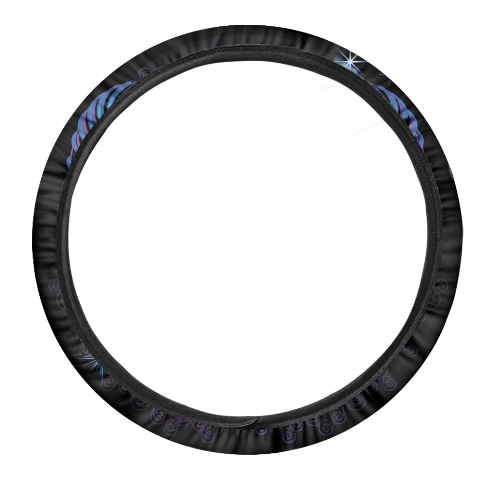 Dark Aries Zodiac Sign Print Car Steering Wheel Cover