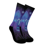 Dark Aries Zodiac Sign Print Crew Socks