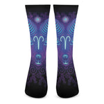 Dark Aries Zodiac Sign Print Crew Socks