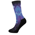 Dark Aries Zodiac Sign Print Crew Socks