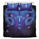 Dark Aries Zodiac Sign Print Duvet Cover Bedding Set