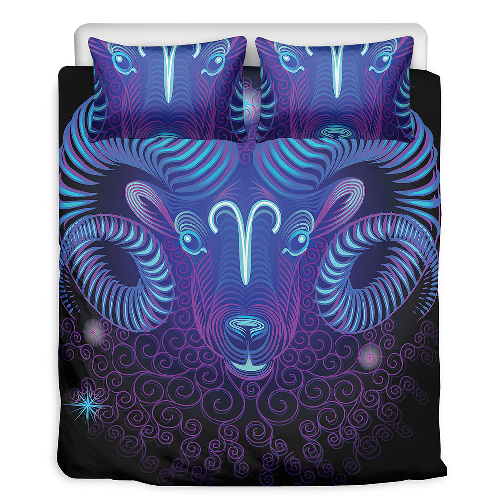 Dark Aries Zodiac Sign Print Duvet Cover Bedding Set