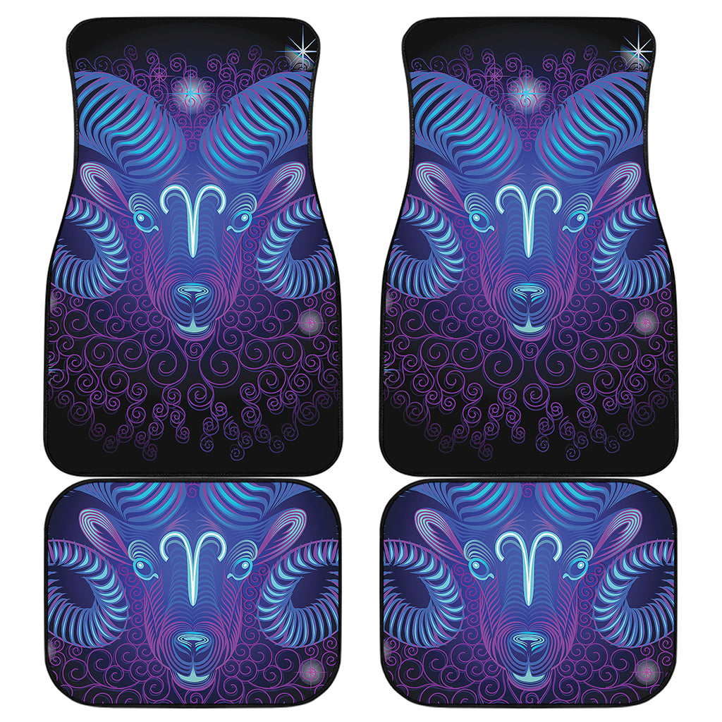 Dark Aries Zodiac Sign Print Front and Back Car Floor Mats