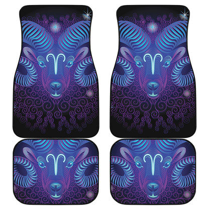Dark Aries Zodiac Sign Print Front and Back Car Floor Mats