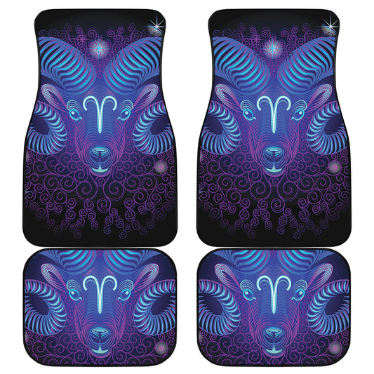 Dark Aries Zodiac Sign Print Front and Back Car Floor Mats