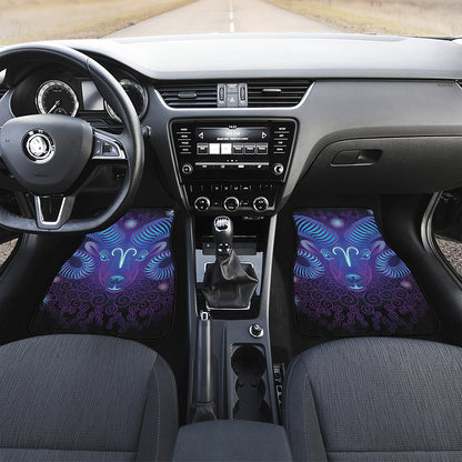 Dark Aries Zodiac Sign Print Front and Back Car Floor Mats